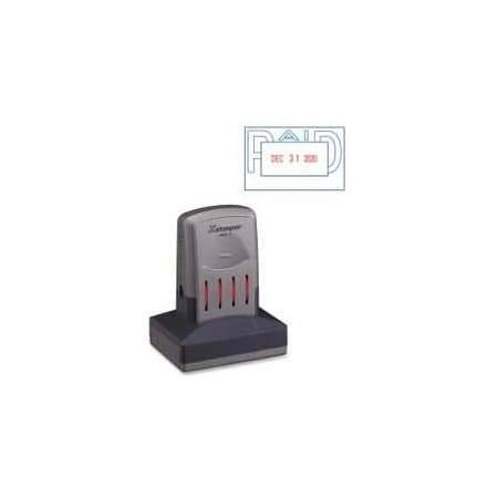 Shachihata Xstamper VersaDater Pre-Inked Message/Date Stamp, PAID, 1-5/16" x 2-1/8", Blue/Red 66210